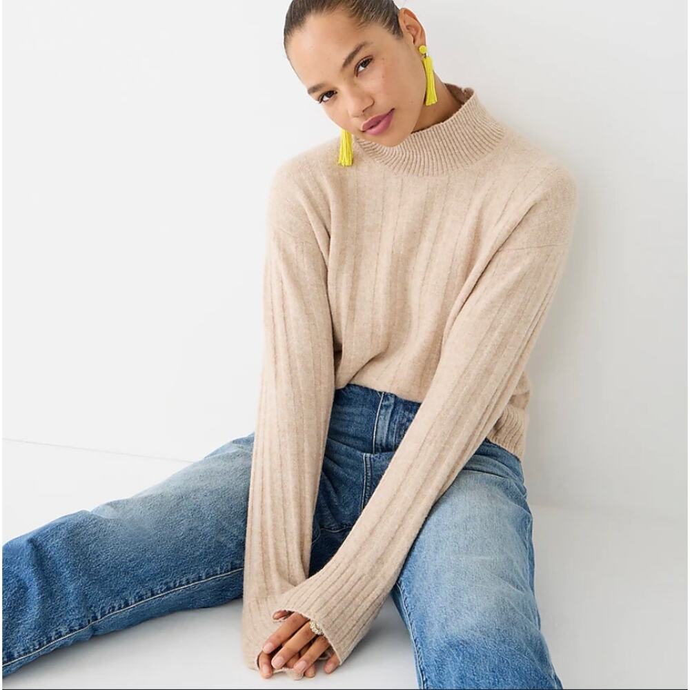 J.Crew Ribbed mockneck‎ sweater in Supersoft yarn